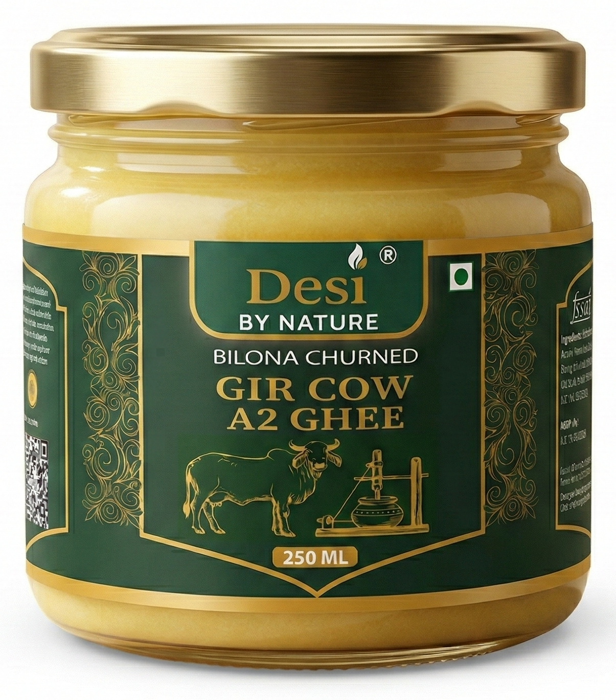 A2 Gir cow ghee glass jar - Desi By Nature